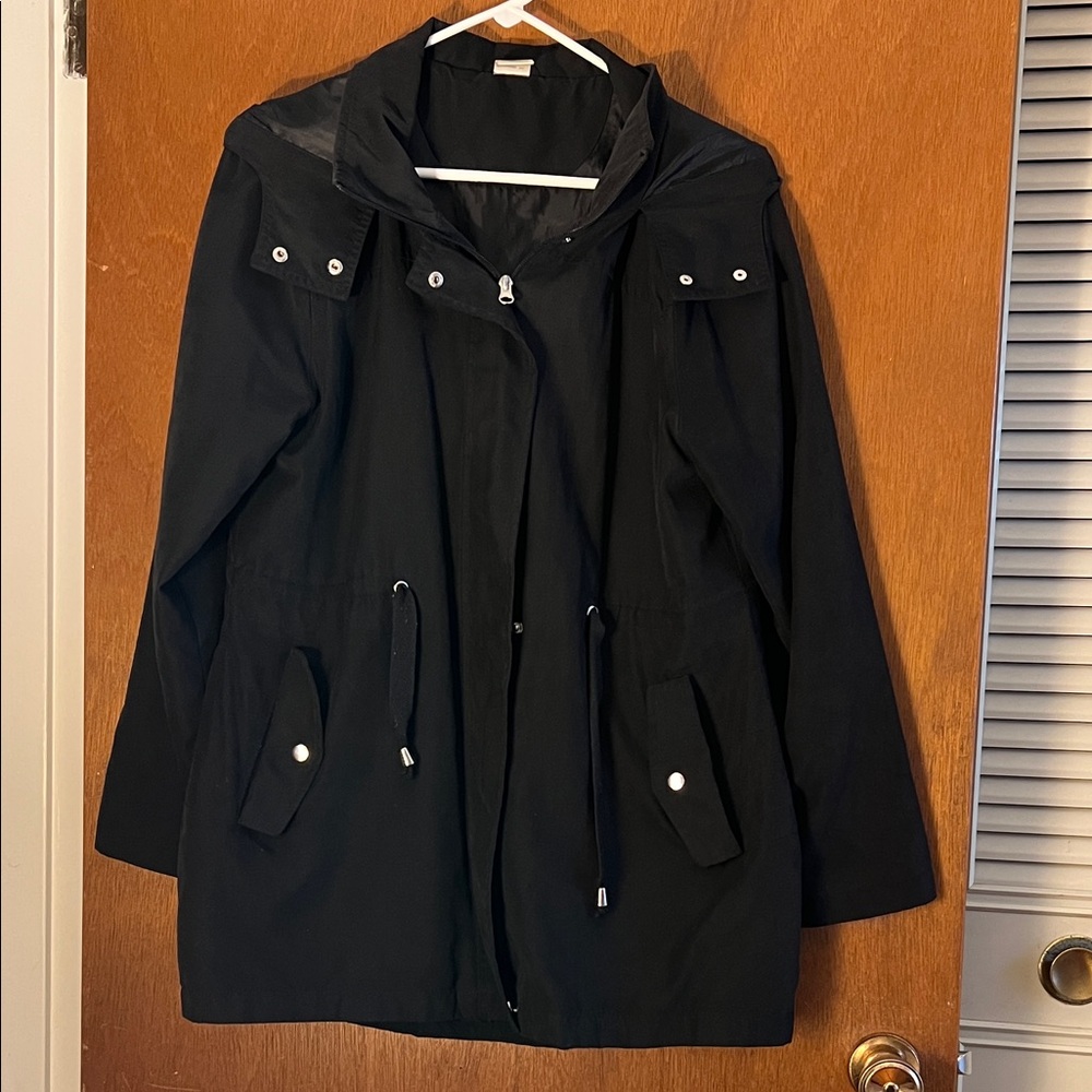 Time and Tru Black Hooded Utility Jacket